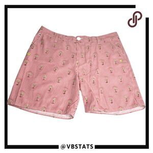 Sperry Topsider Men's Striped‎ Palm Flat Front Stretch Casual Shorts Red Size 36